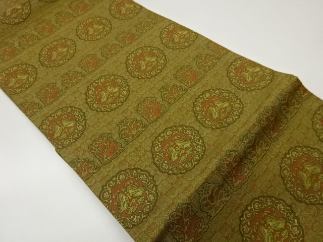 JAPANESE KIMONO / CHECKERED PATTERN / A BIRD FACING A CHECKERED TREE /